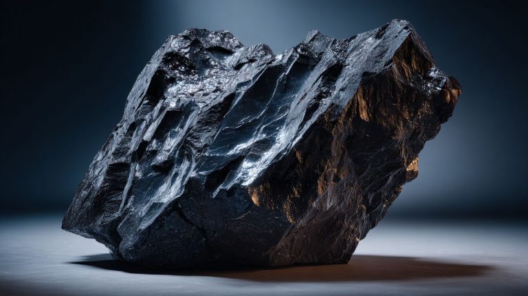 Raw, uncut obsidian volcanic glass.