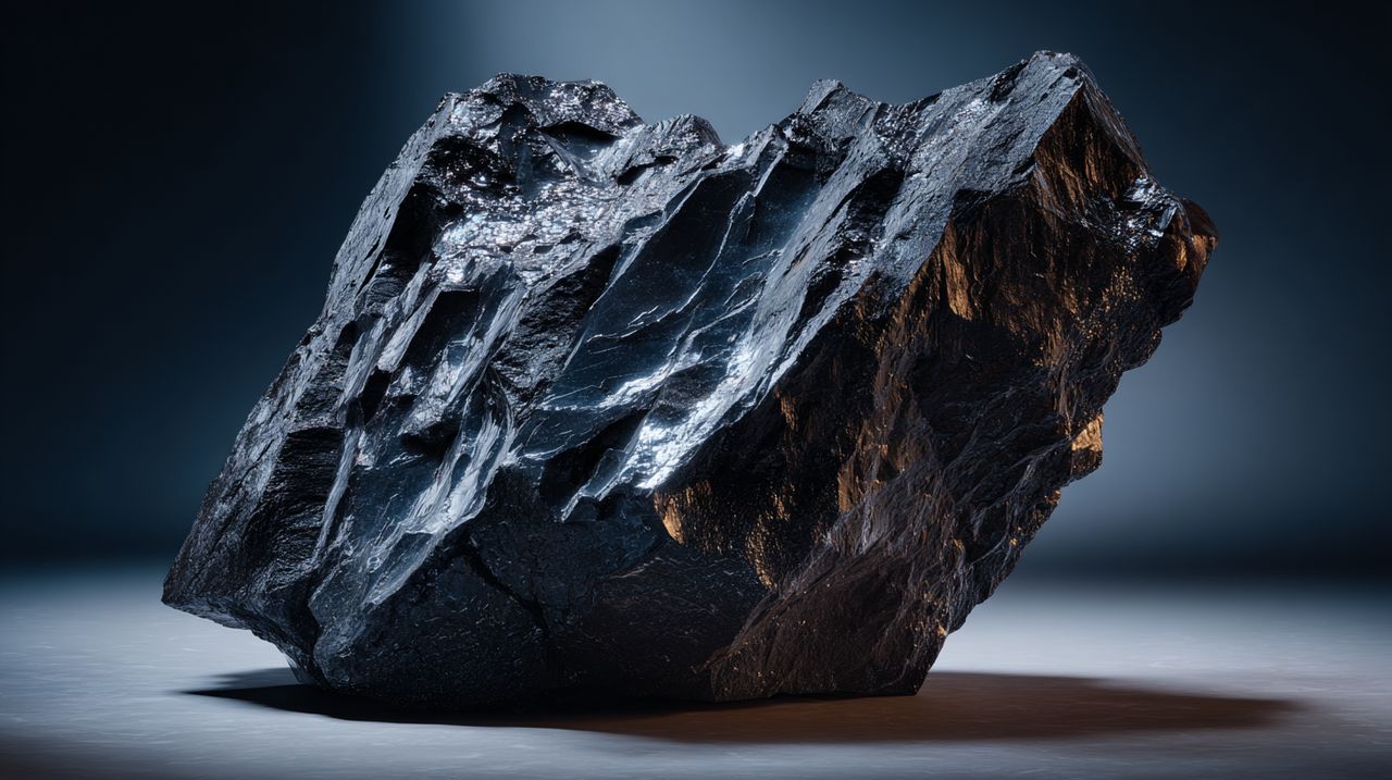 Vidrio volcánico de obsidiana en bruto, sin cortar.