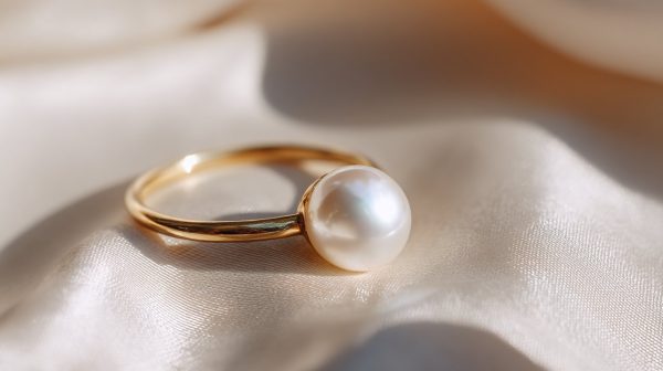 Un elegante anillo de perlas que simboliza pureza y sabiduría.
