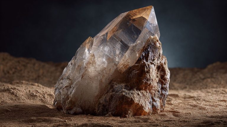 Raw, uncut clear quartz crystal