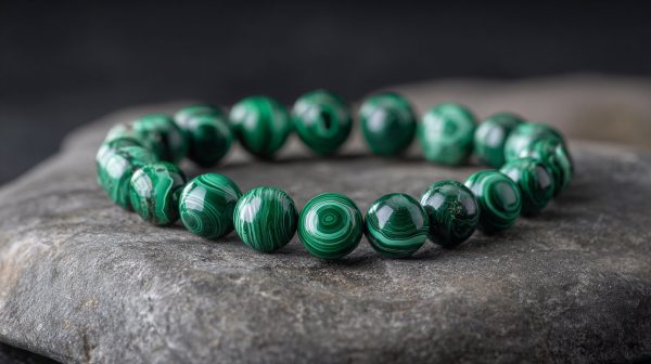 Ein Malachitarmband, das persönliches Wachstum und Transformation darstellt.