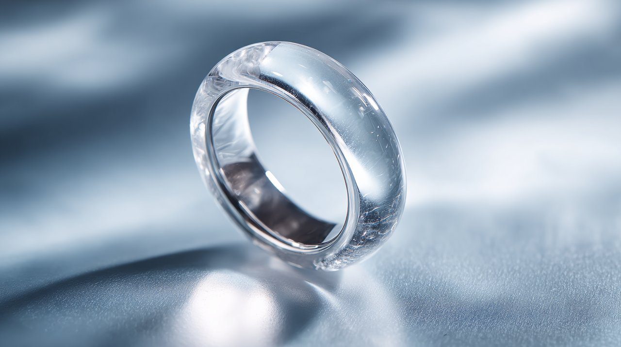 Un anillo de cuarzo pulido que simboliza conexiones armoniosas.