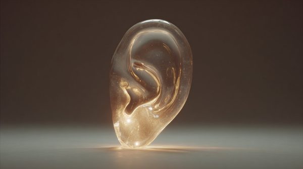 A hand-blown glass sculpture symbolizing intuitive listening.