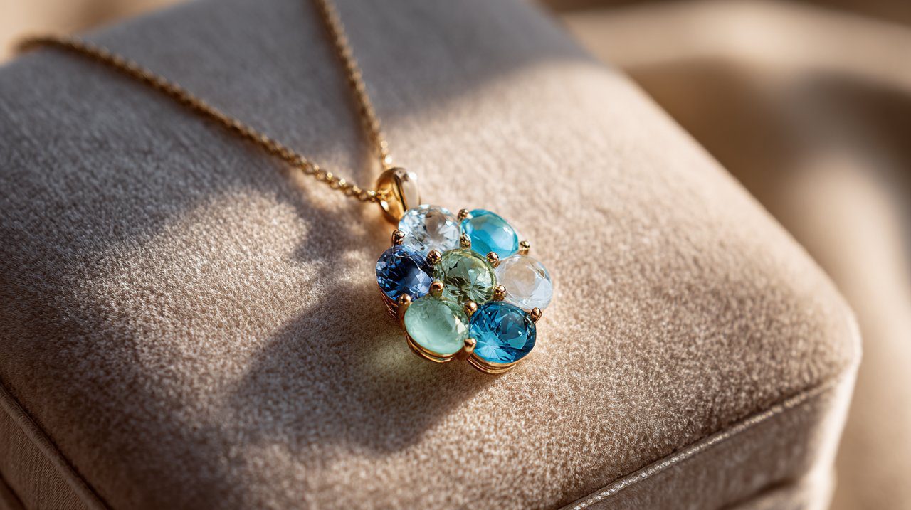 A harmonious gemstone pendant representing emotional balance.