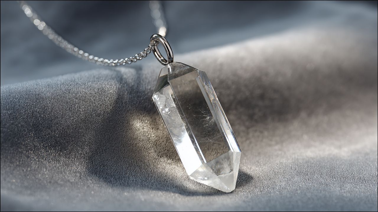 Un colgante de cristal pulido que representa la claridad interior.