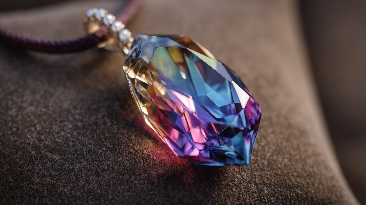 A multi-faceted crystal pendant reflecting inner harmony.