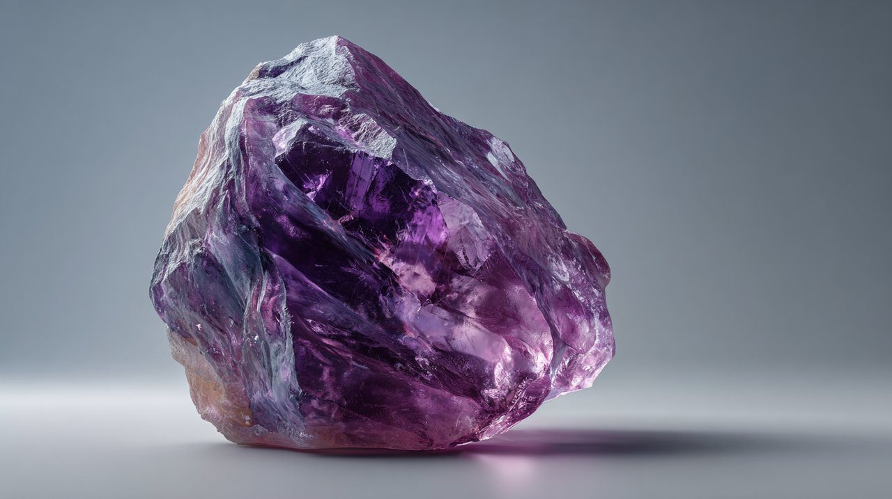 Un cristal de amatista en bruto sin tallar.