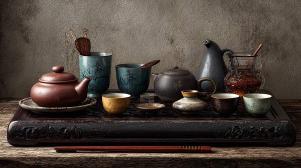 A complete traditional Chinese tea set arranged on a tea tray.