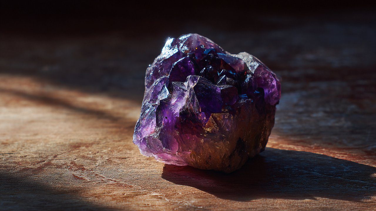 Geodo de ametista cru e bruto para conexão espiritual.