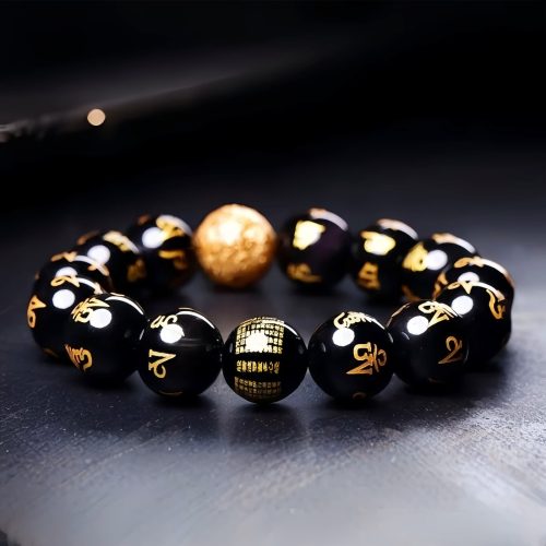 Pulsera de Obsidiana Arcoíris Om Mani Padme Hum Pulsera de Obsidiana Arcoíris Om Mani Padme Hum