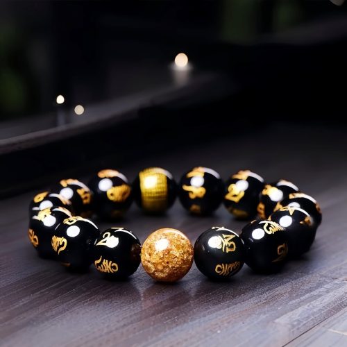 Pulsera de Obsidiana Arcoíris Om Mani Padme Hum Pulsera de Obsidiana Arcoíris Om Mani Padme Hum