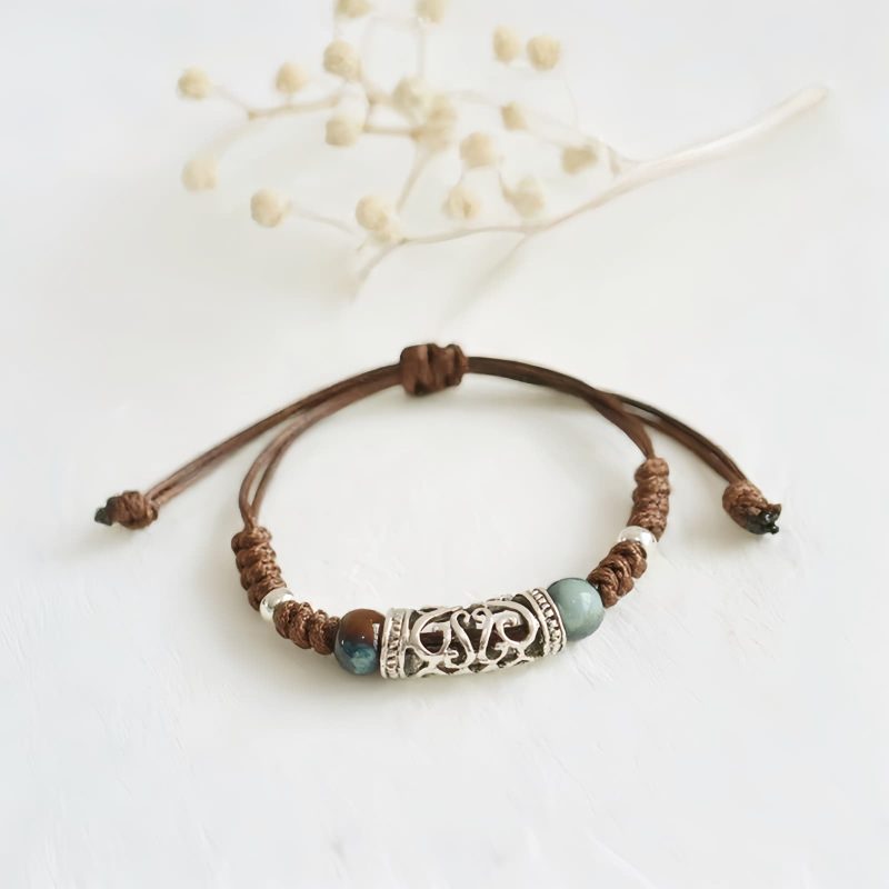 Pulsera de la Riqueza con Cuentas de Cerámica Tibetana Tibetan Ceramic Bead Wealth Bracelet