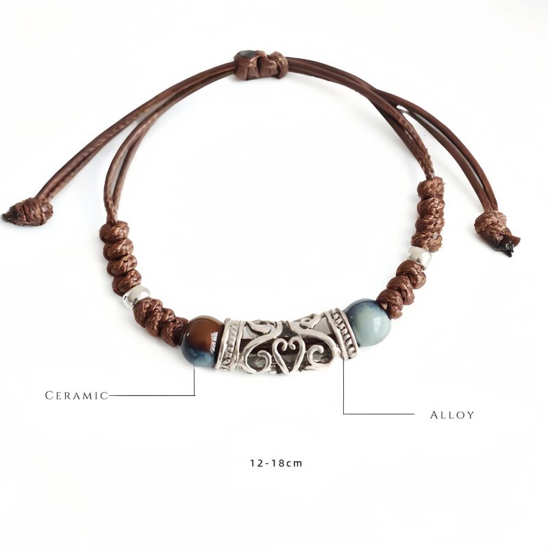 Pulsera de la Riqueza con Cuentas de Cerámica Tibetana Tibetan Ceramic Bead Wealth Bracelet