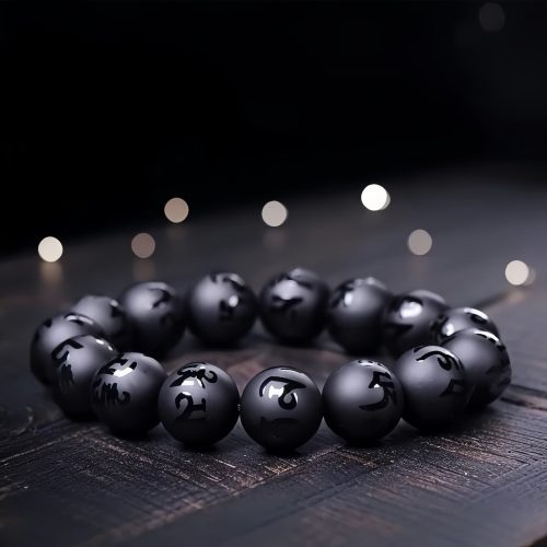 Pulsera Tibetana de Ónix Negro Om Mani Padme Hum Pulsera Tibetana de Ónix Negro Om Mani Padme Hum