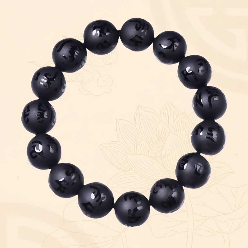 Pulsera Tibetana de Ónix Negro Om Mani Padme Hum Tibetan Black Onyx Om Mani Padme Hum Bracelet