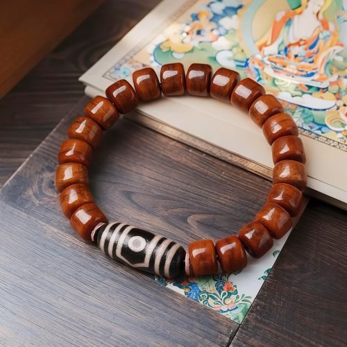 Pulsera de cuentas Dzi de nueve ojos de hueso de yak tibetano Pulsera de cuentas Dzi de nueve ojos de hueso de yak tibetano
