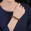 Pulsera de cuentas Dzi de nueve ojos de hueso de yak tibetano Tibetan Yak Bone Nine-Eye Dzi Bead Bracelet