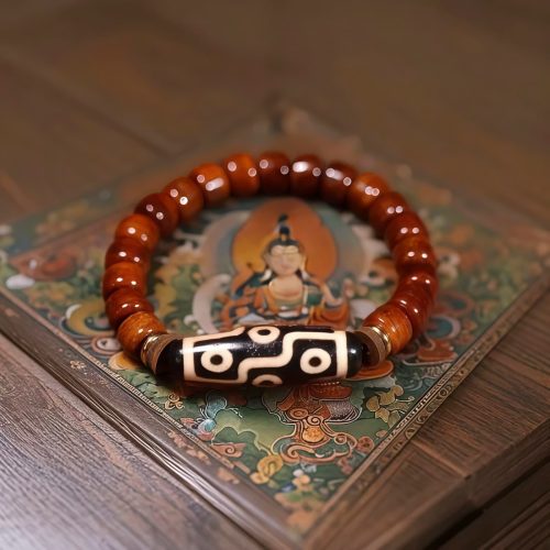 Pulsera de cuentas Dzi de nueve ojos de hueso de yak tibetano Pulsera de cuentas Dzi de nueve ojos de hueso de yak tibetano