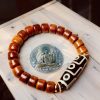 Pulsera de cuentas Dzi de nueve ojos de hueso de yak tibetano Tibetan Yak Bone Nine-Eye Dzi Bead Bracelet