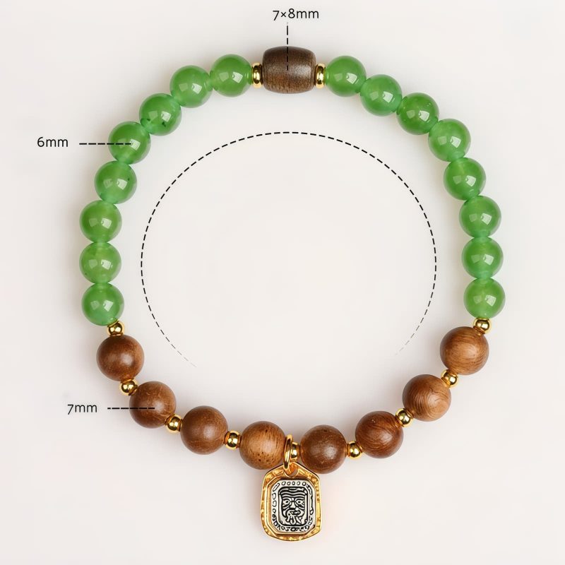 سوار يد من خشب العود الأخضر الكلشيدوني من كاليمانتان Kalimantan Agarwood Green Chalcedony Strength Bracelet