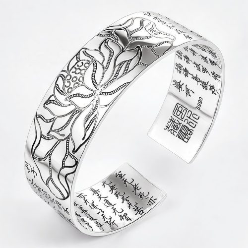 Pulsera de Cobre Blanco Tibetano con Flor de Loto Pulsera de Cobre Blanco Tibetano con Flor de Loto