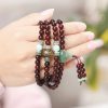 Gelang Penyembuhan Kayu Cendana Merah dan Aventurin Hijau Tibetan Red Sandalwood Green Aventurine Healing Bracelet
