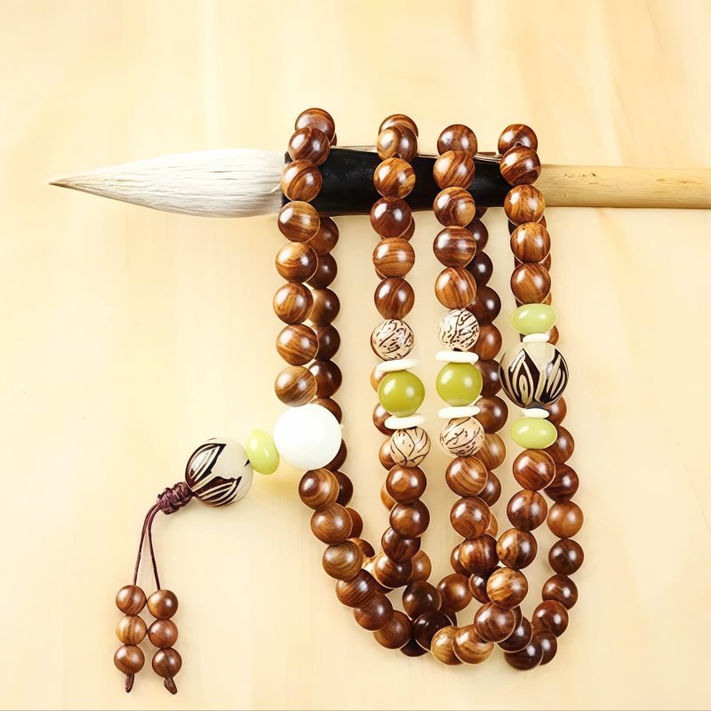 Pulsera de Protección de Mala de Madera de Rosa Tibetana Tibetan Rosewood Mala Protection Bracelet