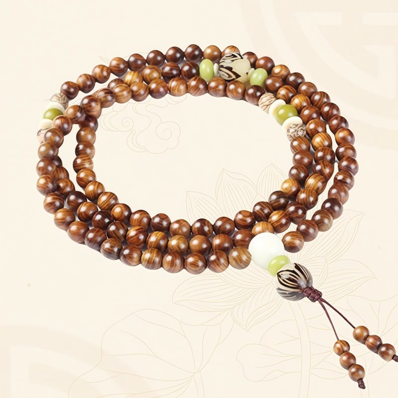 Pulsera de Protección de Mala de Madera de Rosa Tibetana Tibetan Rosewood Mala Protection Bracelet