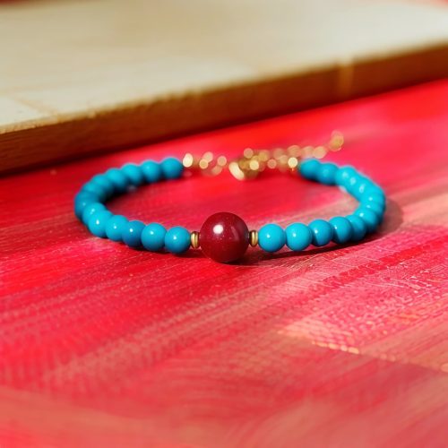 Pulsera de Purificación de Cinnabar Turquesa en Plata 925 Pulsera de Purificación de Cinnabar Turquesa en Plata 925