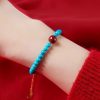 سوار يد من الفيروز والزنجفر للتنقية من الفضة عيار ٩٢٥ Turquoise Cinnabar Purification Bracelet in 925 Silver