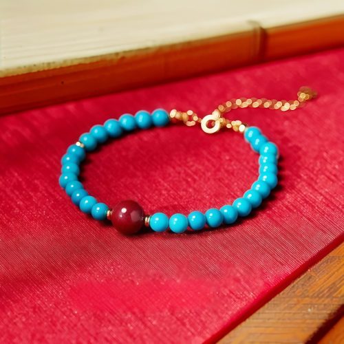 Pulsera de Purificación de Cinnabar Turquesa en Plata 925 Pulsera de Purificación de Cinnabar Turquesa en Plata 925
