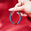 سوار يد من الفيروز والزنجفر للتنقية من الفضة عيار ٩٢٥ Turquoise Cinnabar Purification Bracelet in 925 Silver