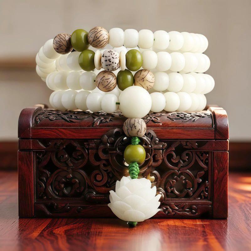 Gelang Harmoni Bodhi Jade Putih White Jade Bodhi Harmony Bracelet