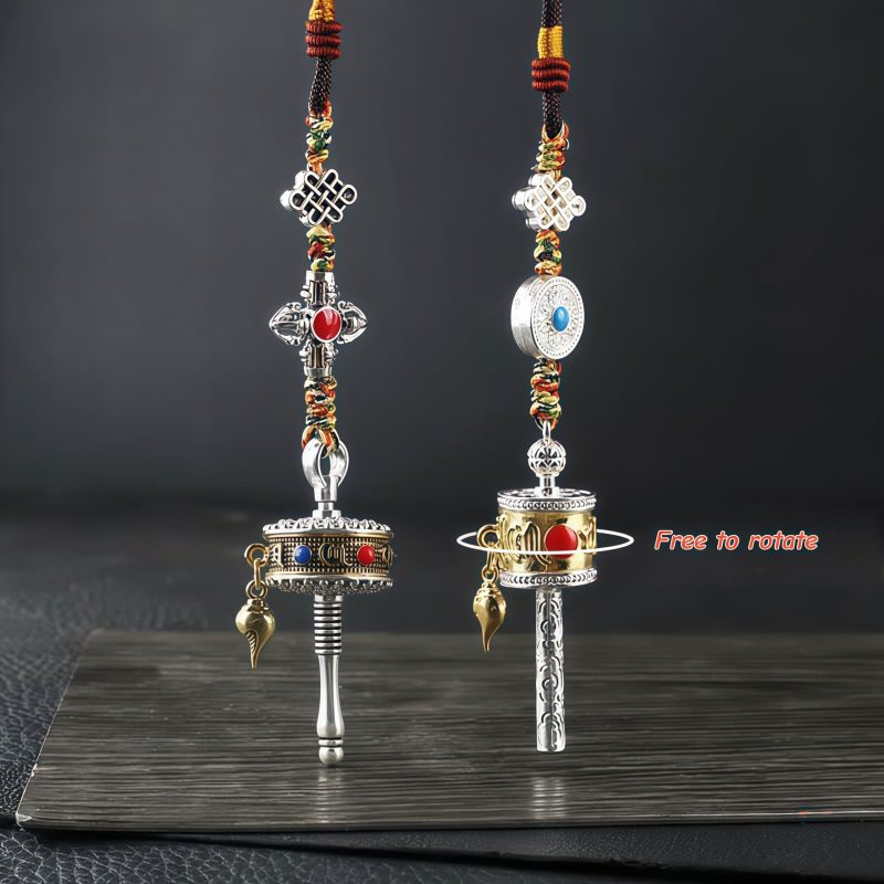 زخرفة حلقة الصلاة التبتية Om Mani Padme Hum لتعليق السيارة Tibetan Om Mani Padme Hum Prayer Wheel Car Hanging Ornament