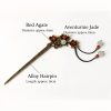Horquilla Calmante con Aventurina Verde y Ágata Roja Floral Green Aventurine & Red Agate Floral Soothing Hairpin