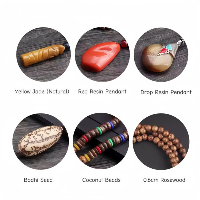 Tibetanische Wengeholz-Bodhi-Samen-Achat-Halskette Tibetan Wenge Wood Bodhi Seed Agate Necklace