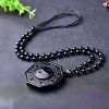Kalung Liontin Batu Obsidian Hitam Yin Yang Black Obsidian Stone Yin Yang Pendant Necklace