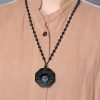 Kalung Liontin Batu Obsidian Hitam Yin Yang Black Obsidian Stone Yin Yang Pendant Necklace