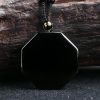 Kalung Liontin Batu Obsidian Hitam Yin Yang Black Obsidian Stone Yin Yang Pendant Necklace
