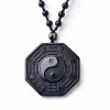Kalung Liontin Batu Obsidian Hitam Yin Yang Black Obsidian Stone Yin Yang Pendant Necklace