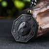 Kalung Liontin Batu Obsidian Hitam Yin Yang Black Obsidian Stone Yin Yang Pendant Necklace