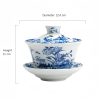 Juego de Tazas de Té de Porcelana Azul y Blanca con Loto y Pez Koi Blue And White Porcelain Lotus Koi Fish Teacup Set