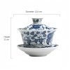 Juego de Tazas de Té de Porcelana Azul y Blanca con Loto y Pez Koi Blue And White Porcelain Lotus Koi Fish Teacup Set