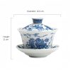 Juego de Tazas de Té de Porcelana Azul y Blanca con Loto y Pez Koi Blue And White Porcelain Lotus Koi Fish Teacup Set