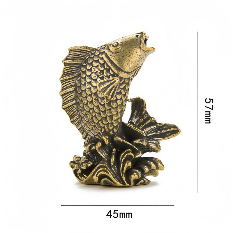 Escultura de Prosperidad de Pez Koi de Cobre Brass Koi Fish Prosperity Sculpture