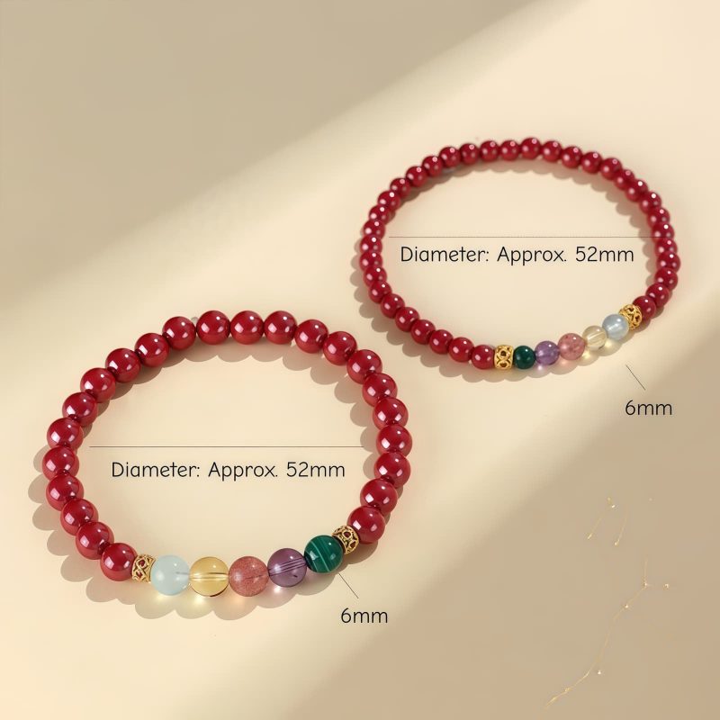 Pulsera de Bendición de Cinabrio y Aguamarina Blessing Bracelet of Cinnabar and Aquamarine