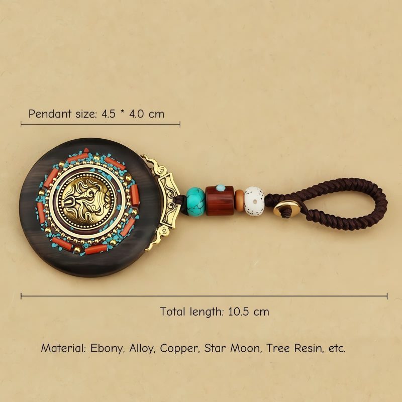 Llavero de Concha Tibetana Om Mani Padme Hum Tibetan Conch Om Mani Padme Hum Key Chain