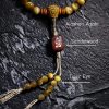 سوار يد من خرز مالا 108 حبة من عين النمر مع شرابة دورجي 108 Mala Beads Tiger Eye Dorje Tassel Bracelet
