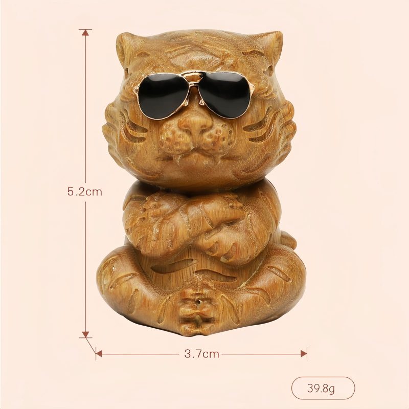 Decoración de Escritorio con Tigre de Sándalo Verde Green Sandalwood Tiger Desk Decoration