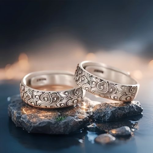 Anillo de la Suerte con Nubes Auspiciosas de Cobre Vintage Anillo de la Suerte con Nubes Auspiciosas de Cobre Vintage